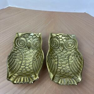 Brass coloured Owl Trinket Dishes - Pair